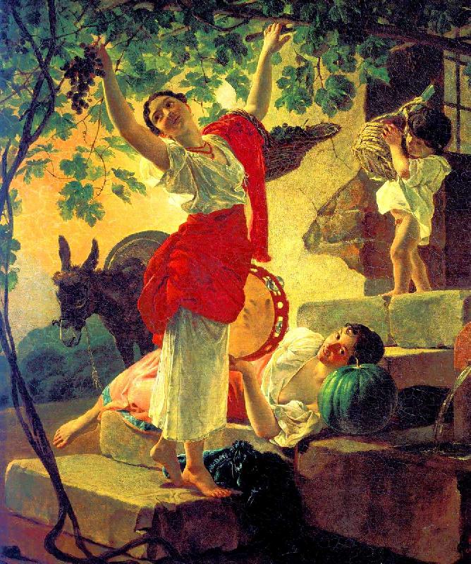 Karl Briullov Girl gathering grapes in the vicinity of Naples China oil painting art